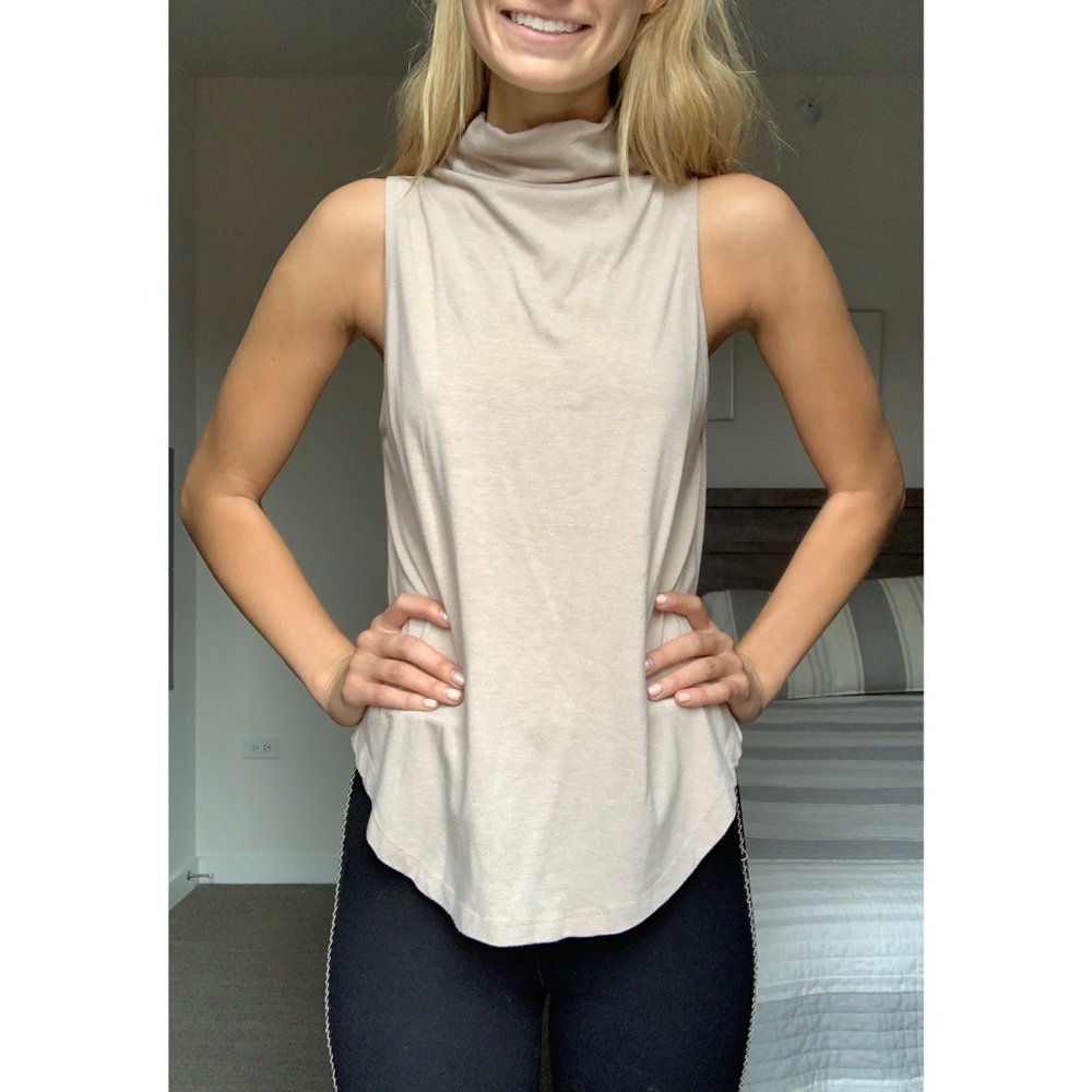 Tan Sleeveless Turtleneck